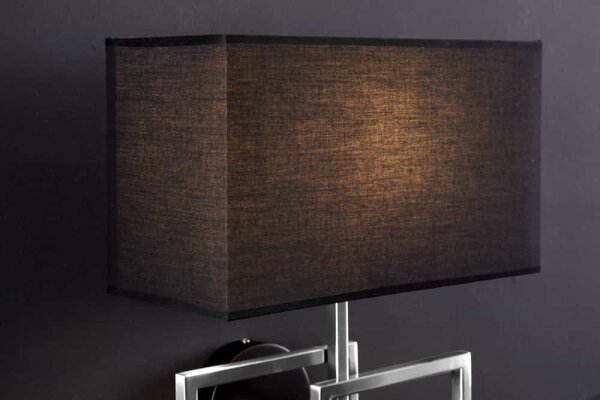 Wandlampe Metall Stoff 44 cm hoch in Silber Schwarz E27