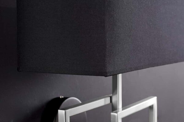 Wandlampe Metall Stoff 44 cm hoch in Silber Schwarz E27