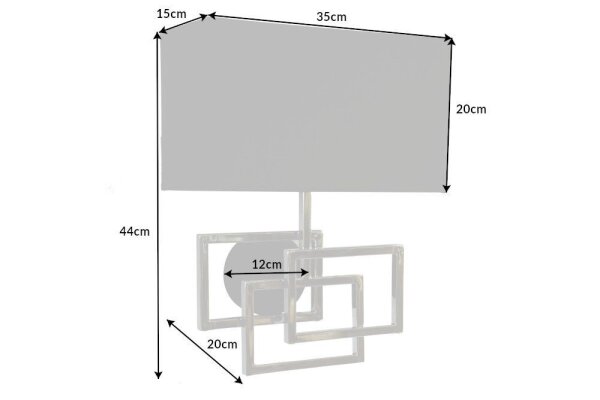 Wandlampe Metall Stoff 44 cm hoch in Silber Schwarz E27