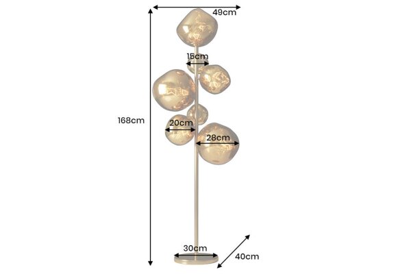 Stehleuchte in Gold 168 cm Metall Glas 7x G9 Modern