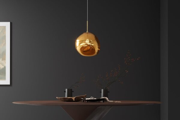 Pendelleuchte Glas Metall B: 35 cm H: max. 150 cm in Gold E27