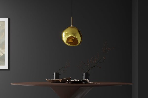 Pendelleuchte Glas Metall B: 35 cm H: max. 150 cm in Gold E27