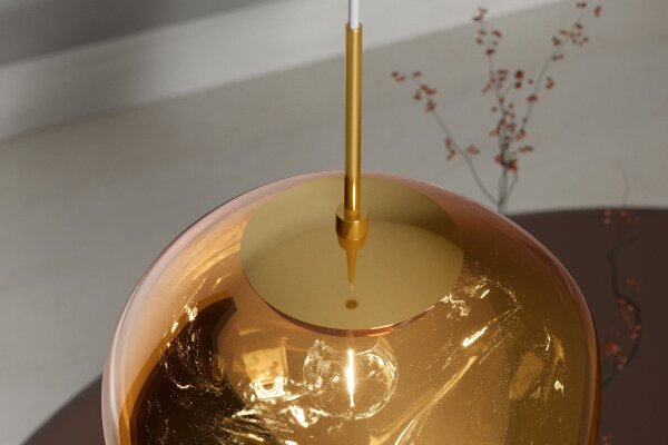 Pendelleuchte Glas Metall B: 35 cm H: max. 150 cm in Gold E27