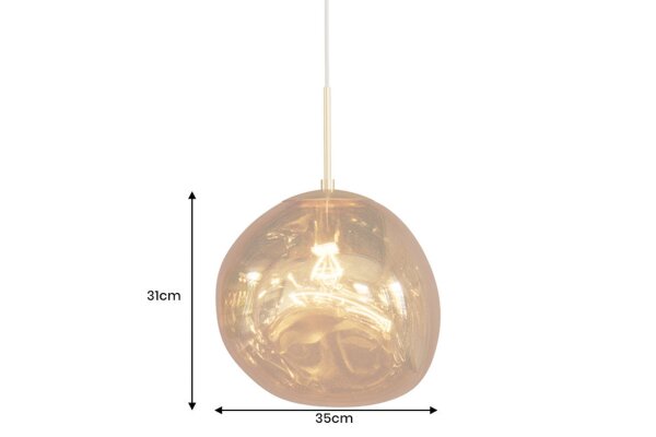 Pendelleuchte Glas Metall B: 35 cm H: max. 150 cm in Gold E27