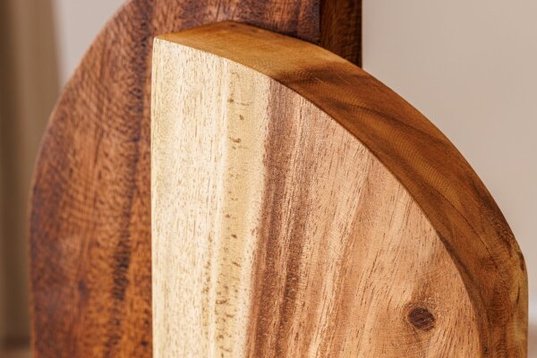 Nachttischlampe Holz Stoff 60 cm hoch Natur Weiß E27
