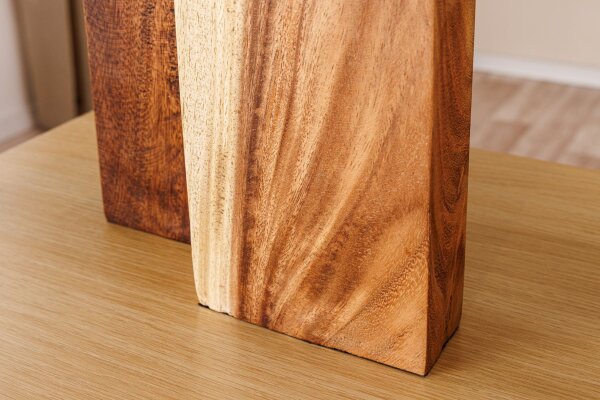 Nachttischlampe Holz Stoff 60 cm hoch Natur Weiß E27