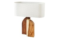 Nachttischlampe Holz Stoff 60 cm hoch Natur Weiß E27