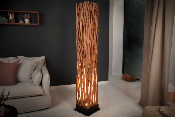 Stehlampe Holz 173 cm hoch Natur eckig GU10 LED Modern