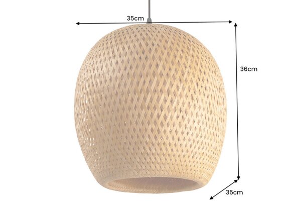Hängeleuchte Boho B: 35 cm Korbschirm Bambus für E27