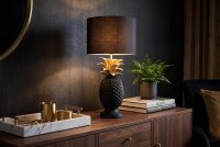 Nachttischlampe E27 47 cm hoch Ananas in Schwarz Gold