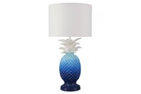 Tischlampe Weiß Blau E27 47 cm Ananas Handarbeit