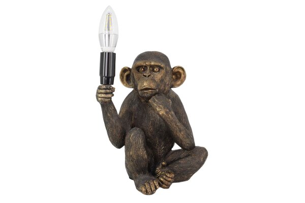 Dekolampe Affe B: 24 cm klein Handarbeit für E14 Polyresin