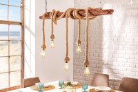 Pendelleuchte Balken Holz Seil 110 cm lang 5x E27 Unikat