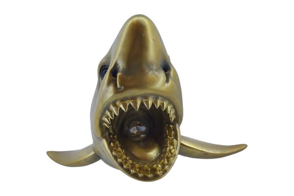 Wandlampe Grau Gold H: 23 cm Hai Figur Handarbeit E27