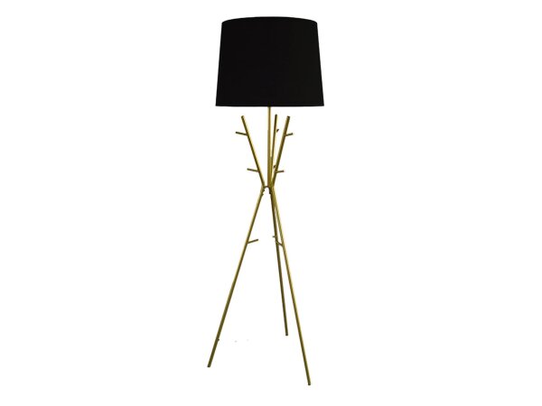 Stehleuchte Dreibein 175 cm Eisen Stoff in Gold Schwarz E27