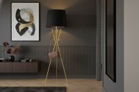 Stehleuchte Dreibein 175 cm Eisen Stoff in Gold Schwarz E27