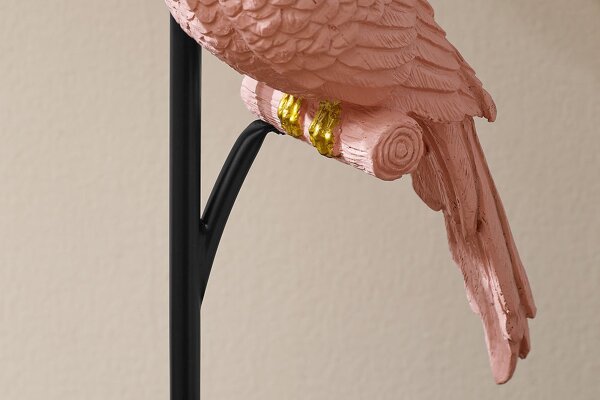 Tischlampe Metall Stoff E27 75 cm Schwarz Rosa Vogel