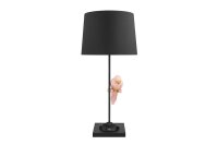 Tischlampe Metall Stoff E27 75 cm Schwarz Rosa Vogel