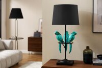 Tischleuchte Schwarz Türkis 75 cm hoch Papageien...