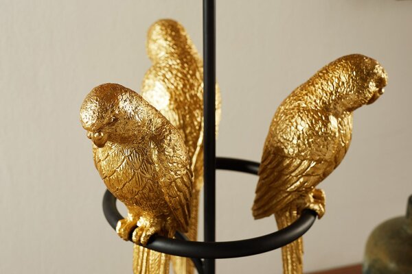 Tischlampe Schwarz Gold 75 cm hoch Papageien für E27