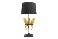 Tischlampe Schwarz Gold 75 cm hoch Papageien für E27