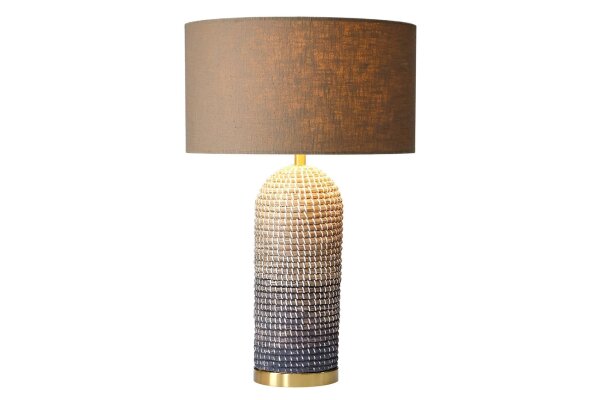 Nachttischlampe E27 61 cm Stahl Seegras Leinen in Braun Gold