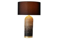 Nachttischlampe Schwarz Gold 61 cm E27 Metall Stoff Seegras