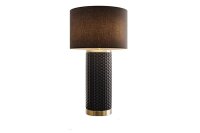 Tischlampe Schwarz Gold 70 cm hoch E27 Keramik Stoff