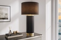 Tischlampe Schwarz Gold 70 cm hoch E27 Keramik Stoff