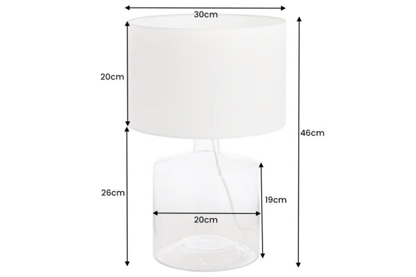 Elégante lampe de table AQUAMENTI Bleu Blanc Verre Tissu