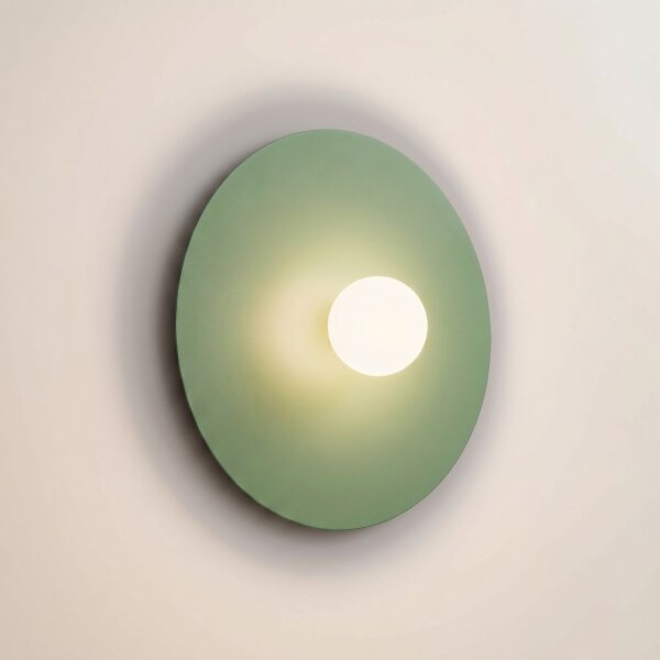 Wandleuchte Modern Stahl Glas Salbei G9 Ø50 cm rund