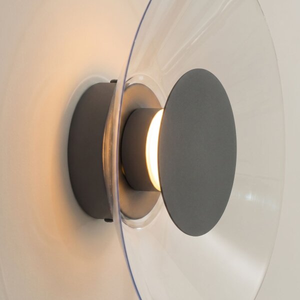 LED Wandleuchte Schwarz Transparent Stahl 3000K B:28 cm