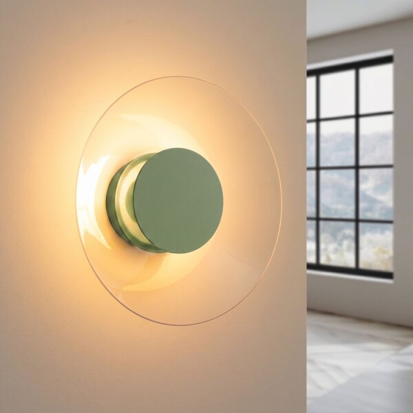 LED Wandleuchte Olivgrün Transparent 3000K B:28 cm rund