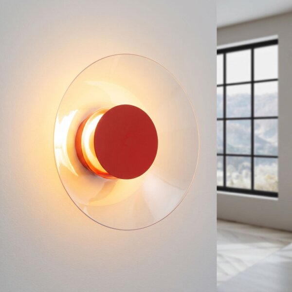 LED Wandleuchte Rot Stahl Plexiglas 3000K B:28 cm rund