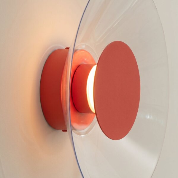 LED Wandleuchte Rot Stahl Plexiglas 3000K B:28 cm rund