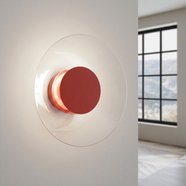 LED Wandleuchte Rot Stahl Plexiglas 4000K rund B:28 cm