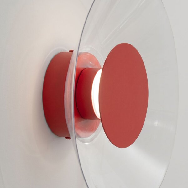 LED Wandleuchte Rot Stahl Plexiglas 4000K rund B:28 cm