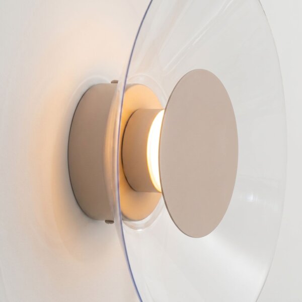 LED Wandleuchte Taupe Transparent Stahl 3000K B:28 cm