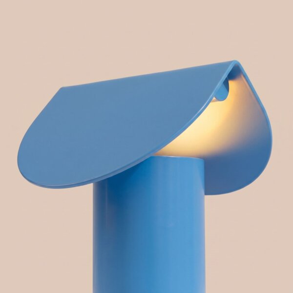 LED Tischleuchte schwenkbar Azurblau Alu 3000K H:15 cm