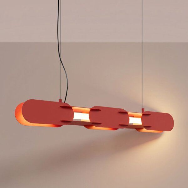 LED Pendelleuchte dimmbar Push-DIM Rot 3000K L:91 cm