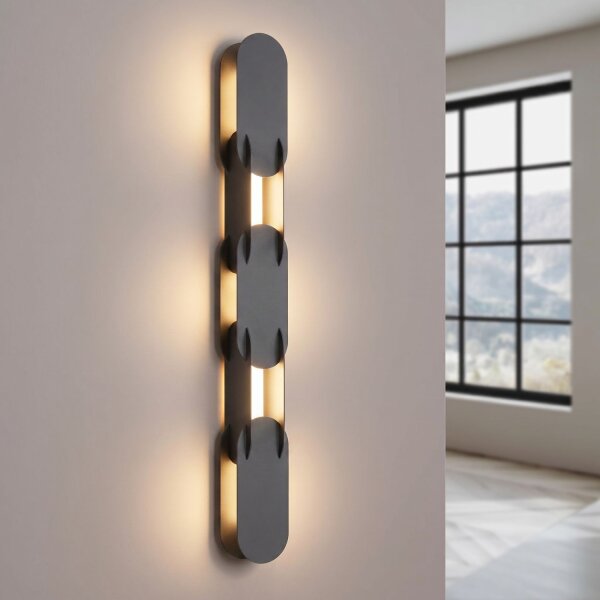 LED Wandleuchte dimmbar Push-DIM Schwarz 3000K H:91 cm