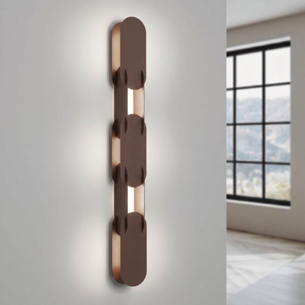 LED Wandleuchte dimmbar Push-DIM Braun 4000K H:91 cm