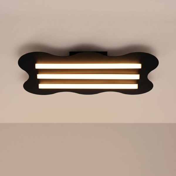 Deckenlampe Schwarz S14d 3-flammig L:66 cm dekorativ