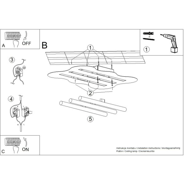 Deckenleuchte Braun S14d 3-flammig L:66 cm dekorativ
