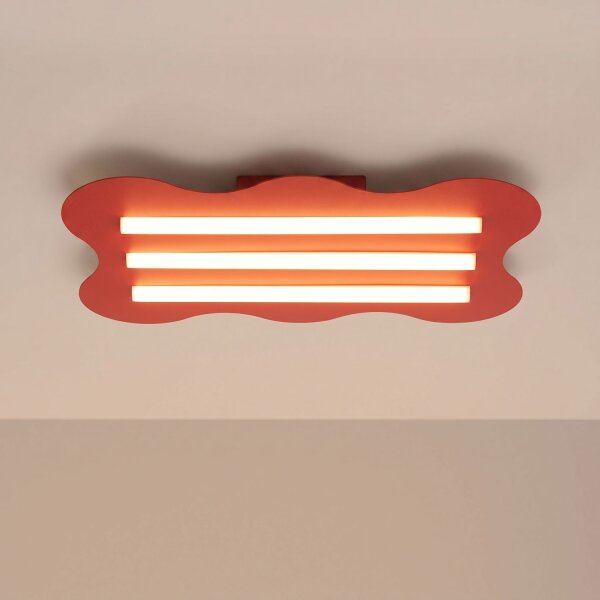 Deckenlampe Rot Modern S14d 3-flammig L:66 cm dekorativ