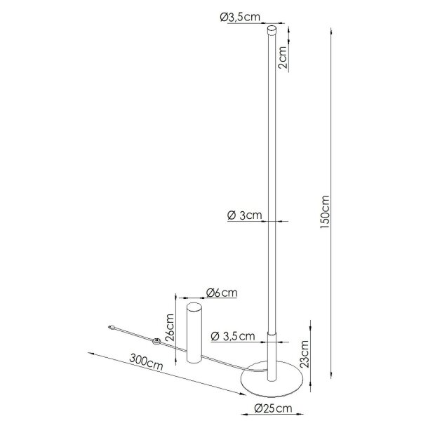 LED Stehleuchte dimmbar Mokka 3000K Ø3,5 cm H:150 cm