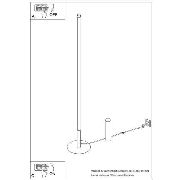 LED Stehlampe dimmbar Pfirsich 4000K H:150 cm Ø3,5 cm