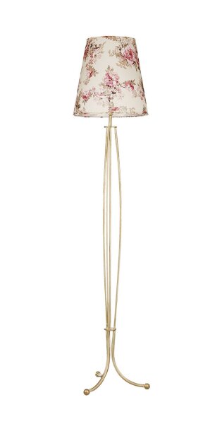 Lampadaire CRINE Fleurs 165cm Shabby Or Blanc