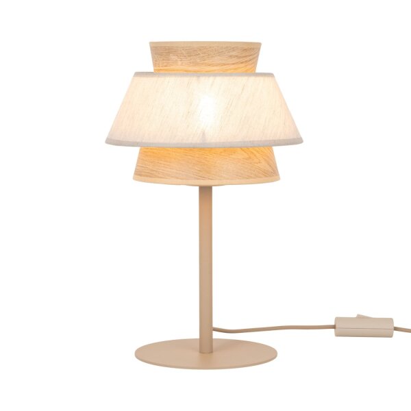 Tischleuchte Beige Natur Grau 38 cm E27 Ø24 cm Modern