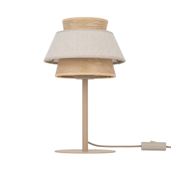 Tischleuchte Beige Natur Grau 38 cm E27 Ø24 cm Modern